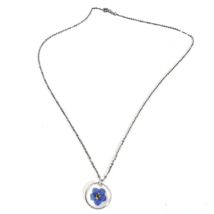 Ivy Personised 925 Sterling Silver sets Forget Me Not Dried Flower  3pcs Necklace+Earrings+bracelet sterling silver 925 jeweller