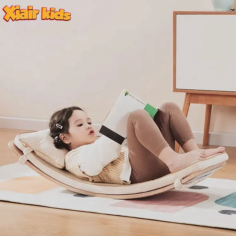 Xiair Montessori Wooden Rocker Wobble Curvy Balance Board Horse Trainer Fitness Wobble Board For Kids