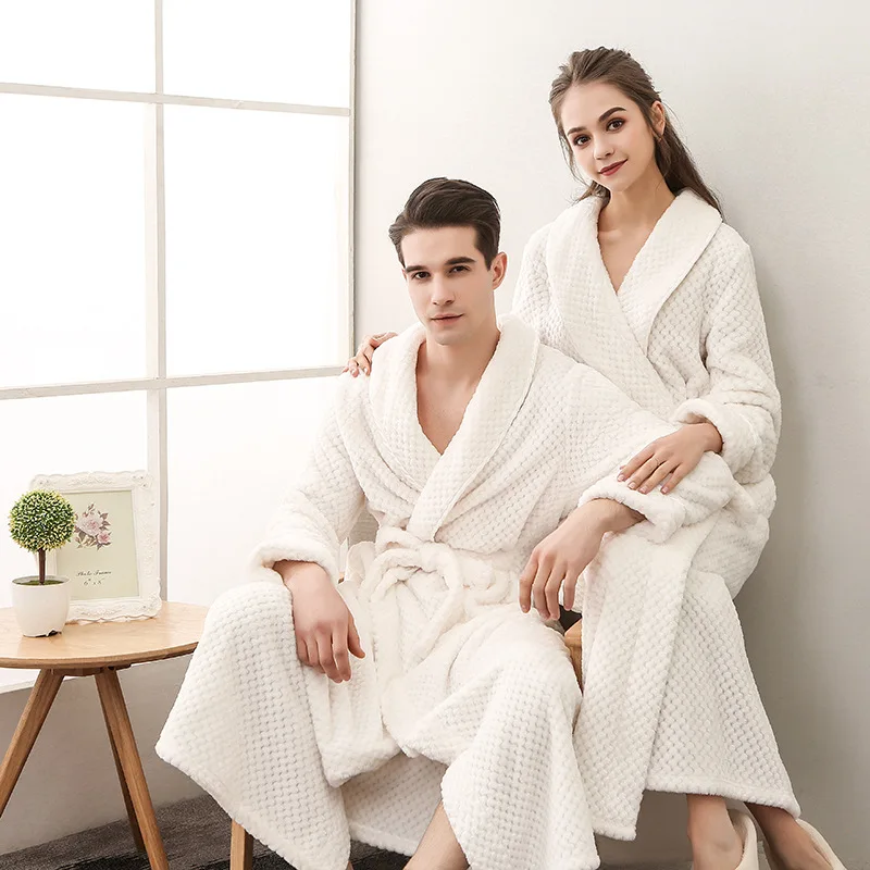 High Quality Robes Pineapple Robe Solid Waffle Flannel Bathrobe Bathrobes