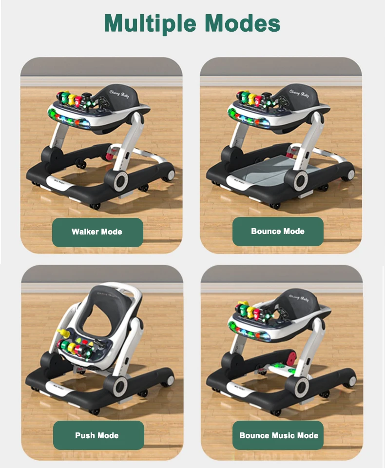 Walking safety protect U shaped chassis musical baby bouncer walker