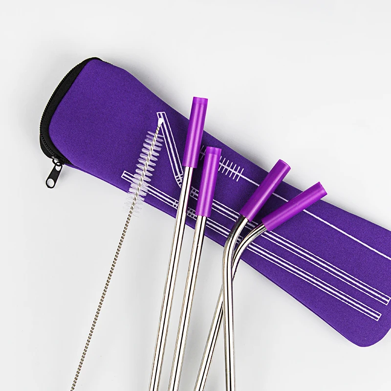 Reusable silicone tip covers for metal drinking straw stainless steel straw tip silicone straw for kids