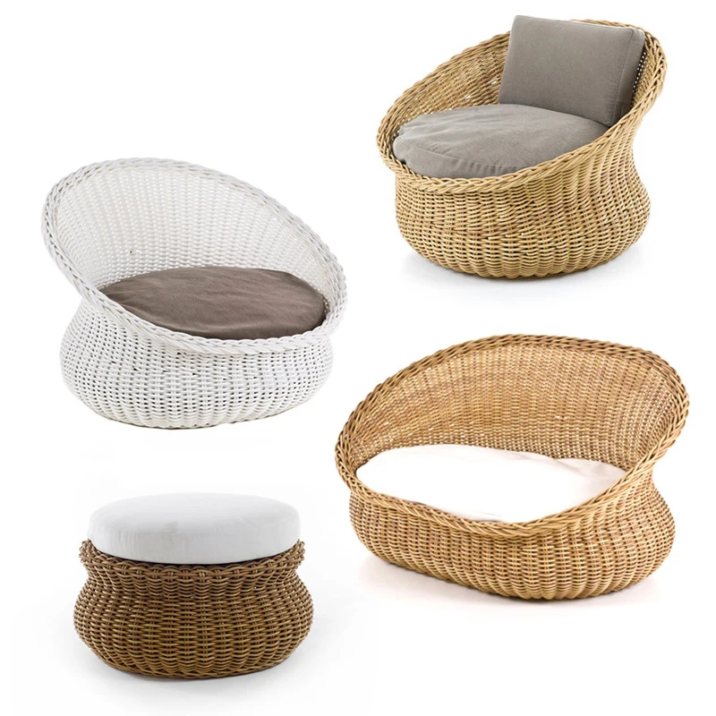 Indoor outdoor used egg shape synthetic rattan lounge chair