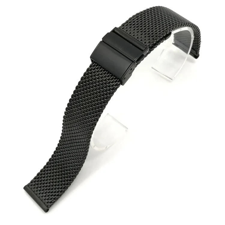 Black/Silver/Rose/ Gold 18mm/20mm/22mm Watch Band Mesh Stainless Steel Strap Fold Over Clasp Watches Replacement Bracelet