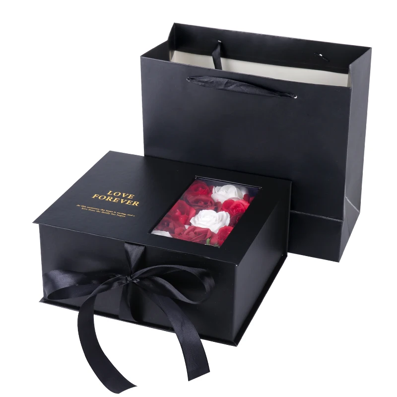 Eco Friendly Rose Flower Jewelry Eyelash Skin Care Products Gifts Packing Boxes With Ribbon