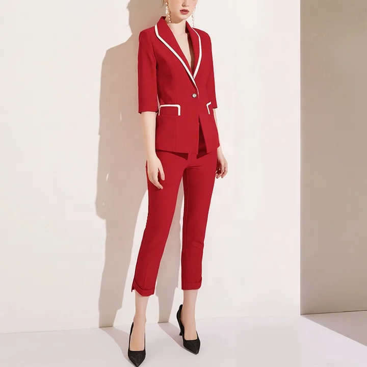 Custom Oem Blazers Two Piece Set Womens Business Wear Suits Ladies Suit Women Two Piece Pants Set Female Suites