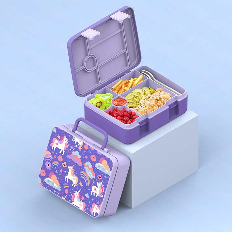 Customized pattern toddlers school bag 6 grade plastic microwavable custom dark blue retangular bento lunch box