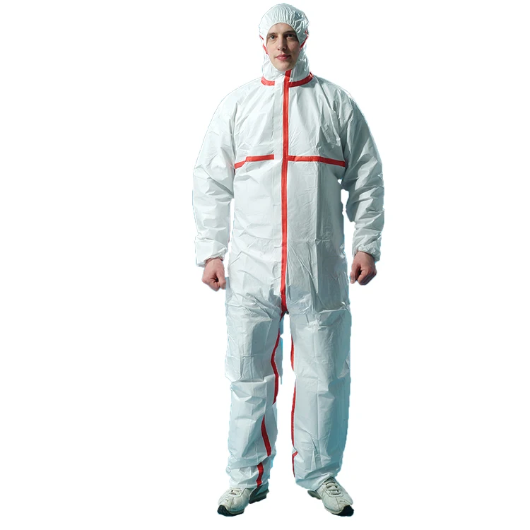High Quality Customized Disposable 65gsm SF Protective Coverall With Blue Tape