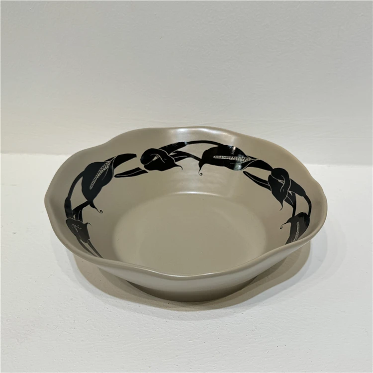 Popular design home dinnerware rice bowl pattern handmade ceramic salad bowl for restaurant