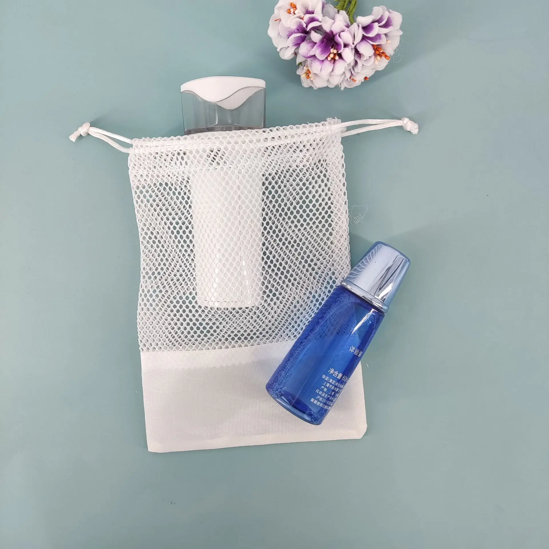 2022 Factory price wholesale white Custom wholesale nylon mesh bags drawstring bags for shoes