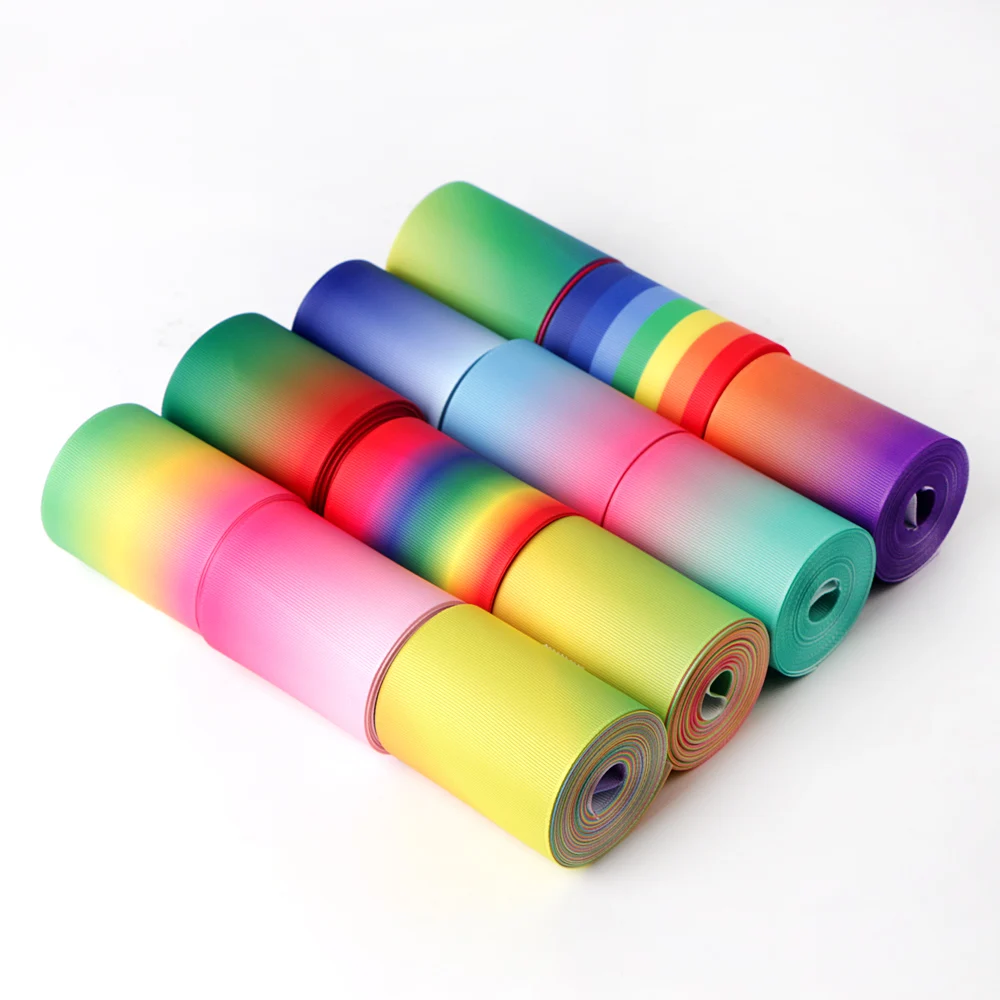 Hot sales 3 inch 75mm decorative rainbow grosgrain ribbons