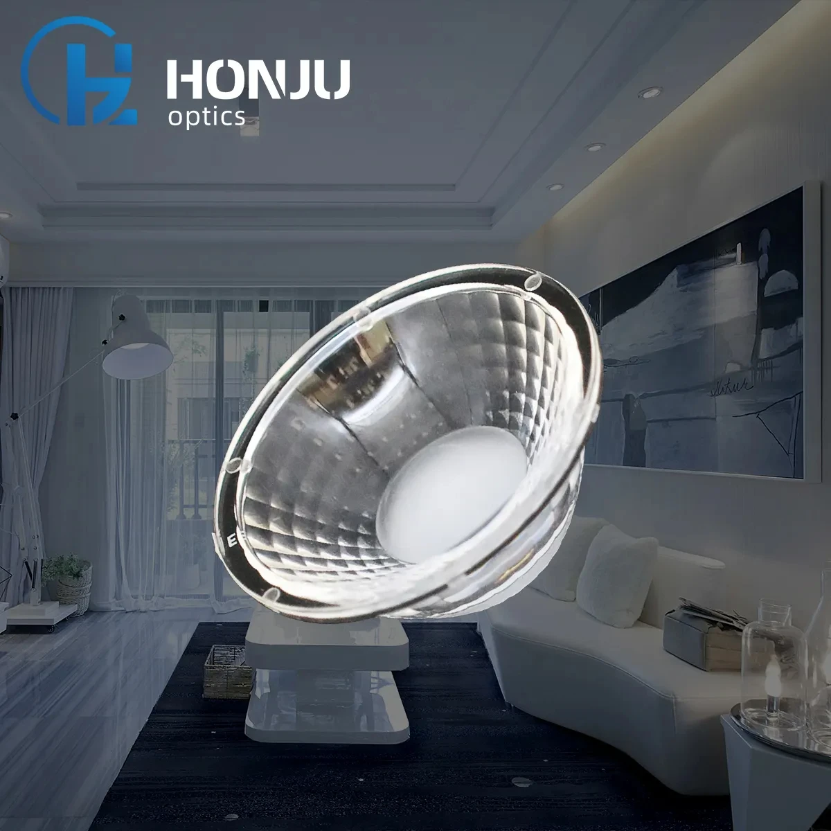 SMD 2835 Dual Color Super Concentrating COB LED Car Lamp Plano-Convex Beam Light Lens Dia 48mm