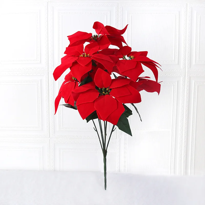 Wholesale Buy Artificial Poinsettia Marigold Wall Flowers With Vase For Wall Decoration 2022