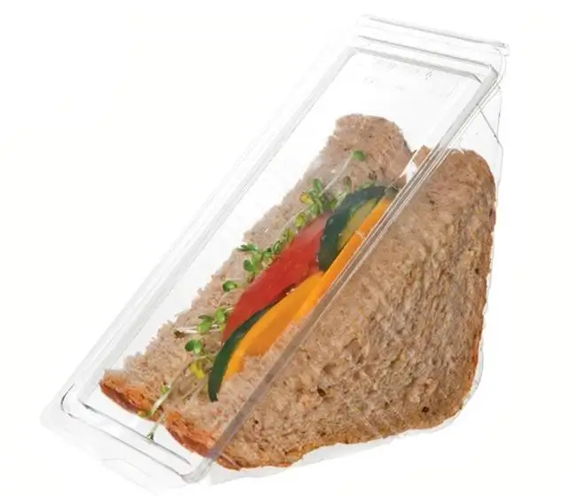 Takeaway breakfast disposable Clear Triangle Packaging Transparent Plastic Sandwich Box Transparent Wedge Container