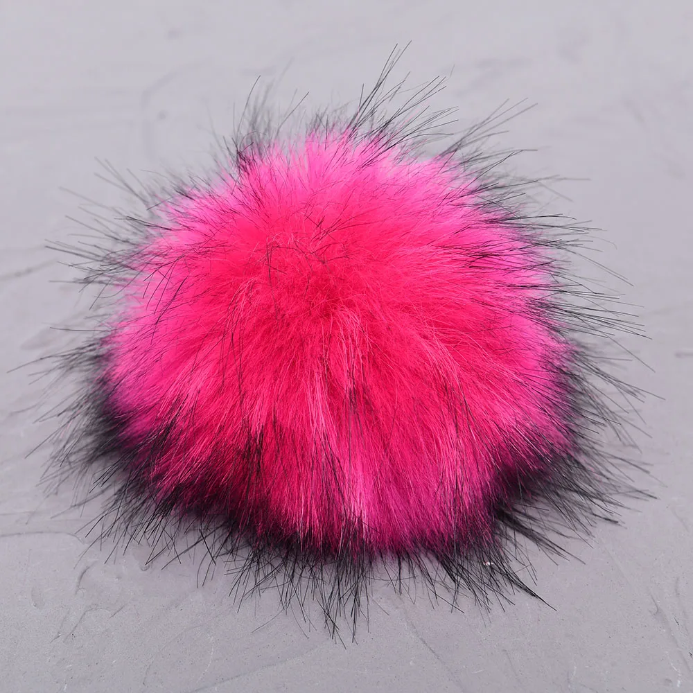 High Quality 13-18 cm Snap On Accessories Fake Raccoon Fur Ball Wholesale Faux Fur Pom Poms Balls