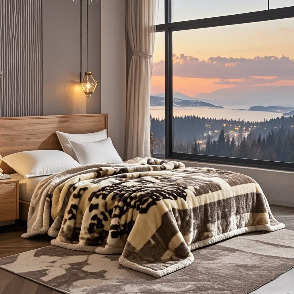 Wholesale 100% Polyester Micro Embossed Mink Raschel Blanket from Spain Cozy and Joyous Geometric Pattern