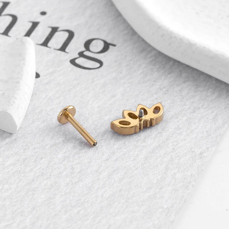 Moon leaf zircon f136 titanium piercing jewelry women ear septum helix cartilage tragus piercing earring jewelry