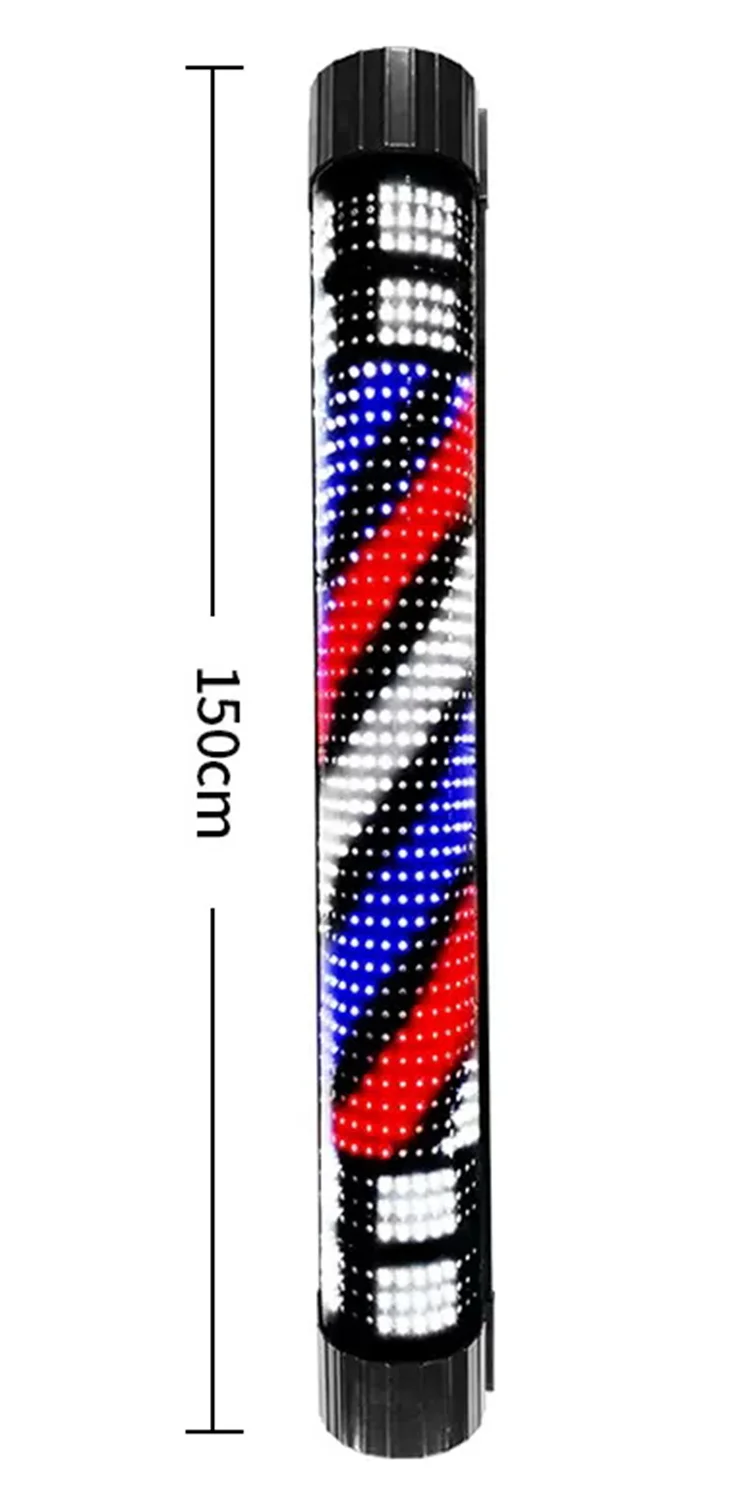 Kisen HOT Barber Shop Sign Pole Light Red White Blue Stripe Design Salon Wall Hanging Light Lamp Beauty Salon Lamp