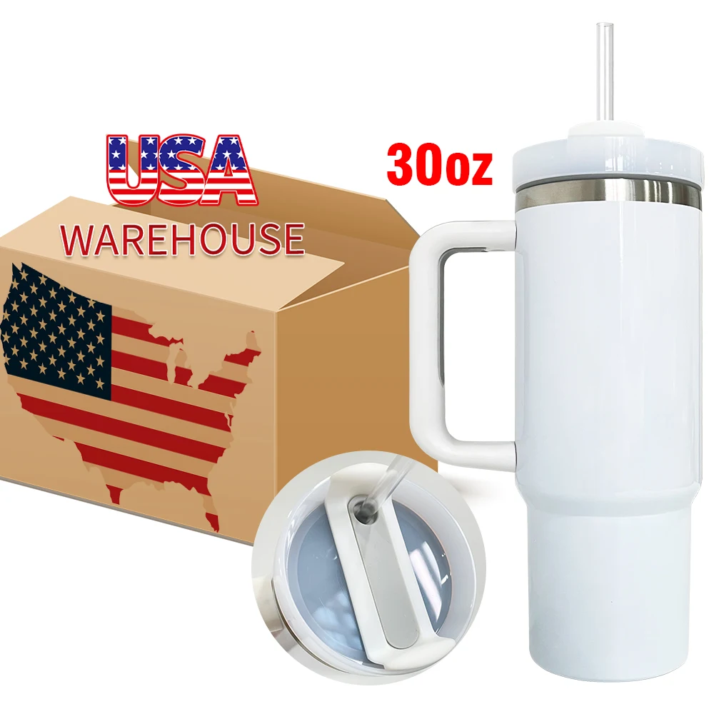 2.0 30oz Sublimation Stainless Steel Blank Tumbler With Handle Iced Coffee Beer Mug Wine Tumbler Cups