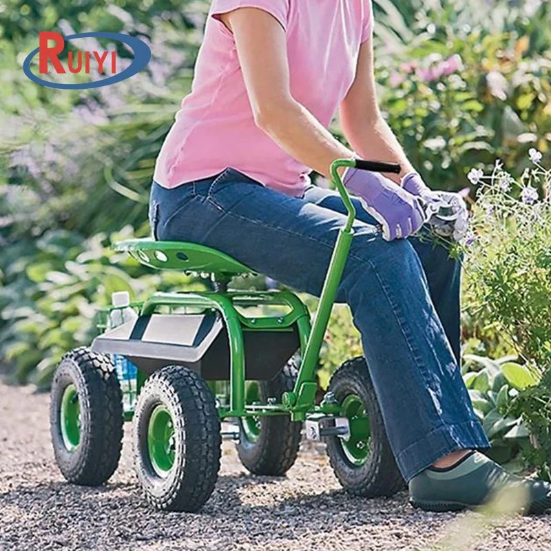 Adjustable 360 Degree Swivel Seat Garden Cart Rolling Work Seat Outdoor Lawn Yard Scooter for Planting