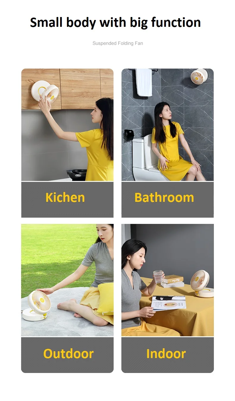 night light Multi functional Desktop Charging camping Table Usb Portable oscillation 9 Clip Fan folded fan with large battery