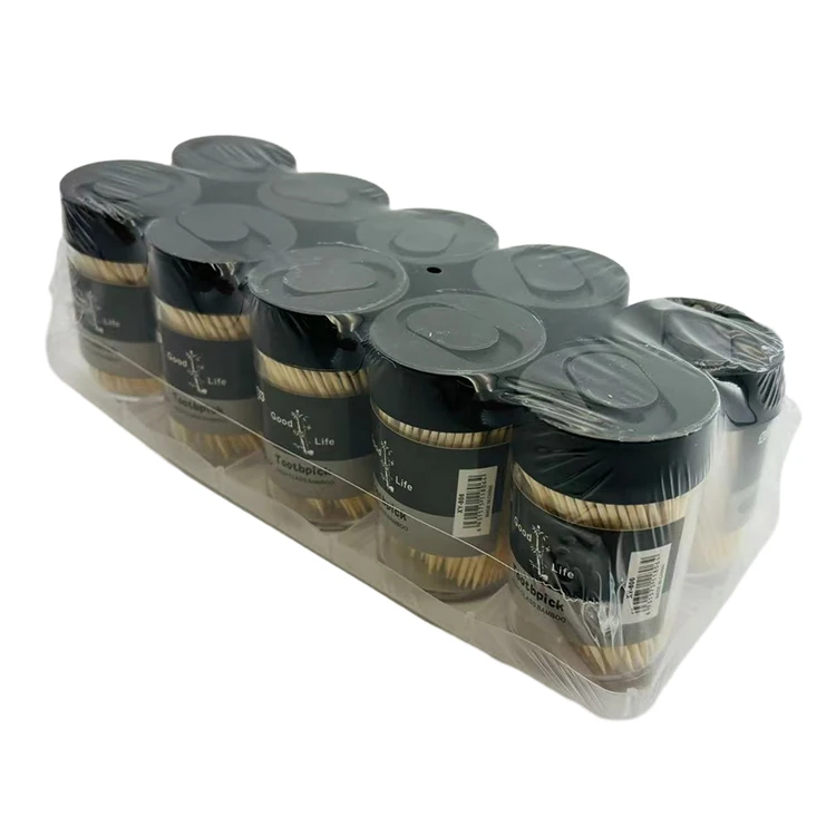 Manufacturer black sliding cover design tooth picks custom Bottle Package Bamboo Toothpicks