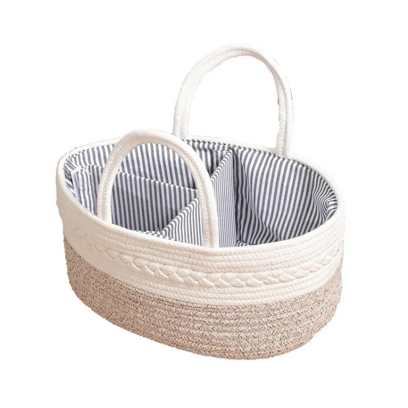 Custom Cotton Rope Baby Diaper Caddy Organizer WIth Removeable Insert Baby Kids Nursery Storage Basket