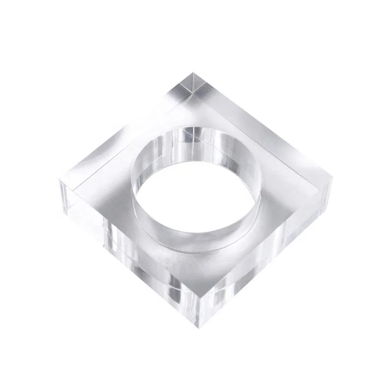 Clear square simple crystal ball display base table gift holder sphere stand