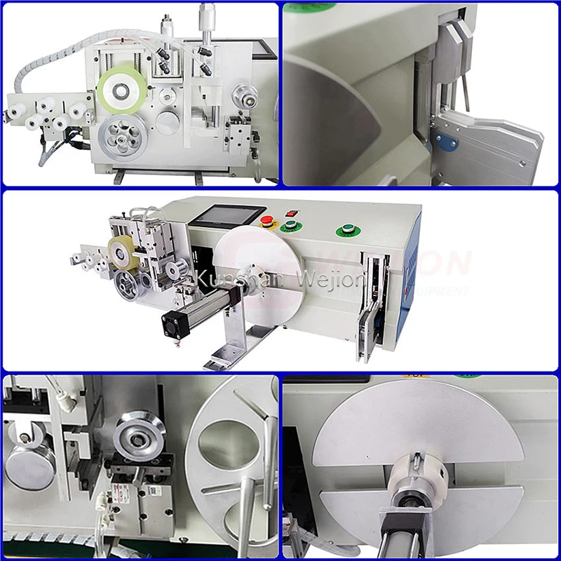 With meter counting automatic wire fixed length measuring cutting spool rewind coil winding bundling tying tool