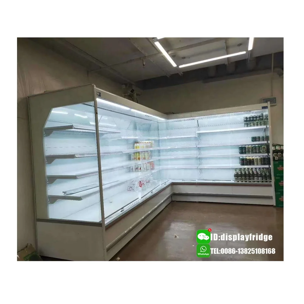 Commercial Supermarket Refrigeration Equipment Customize All Size Open Cooler Showcase