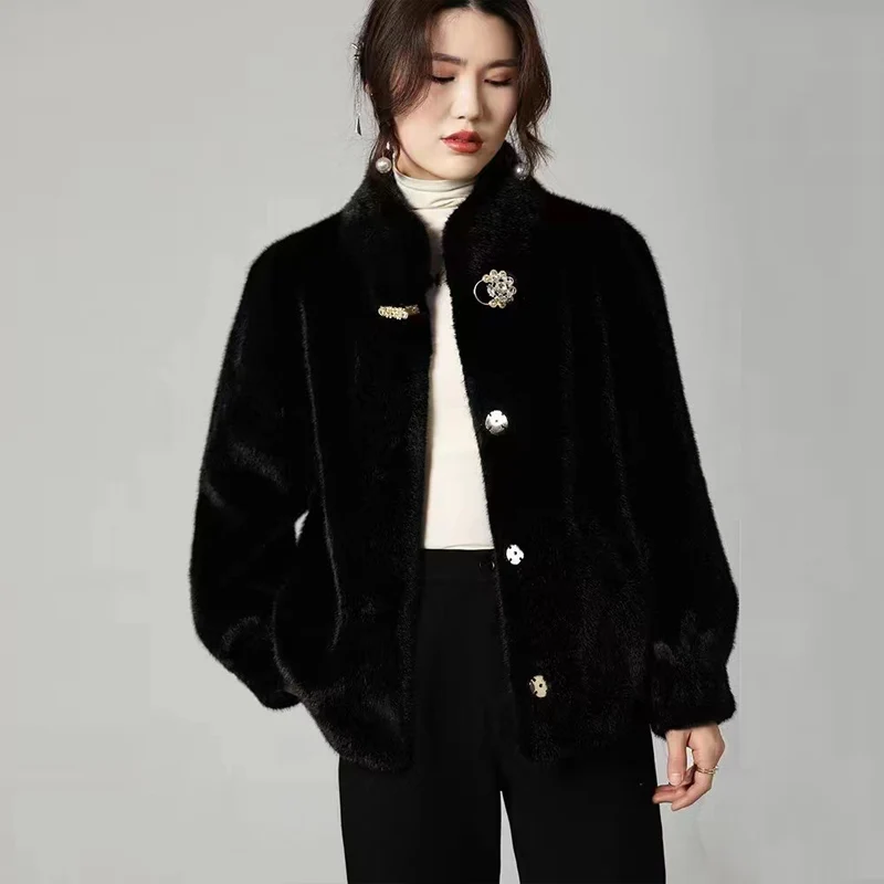 High Quality Factory Wholesale Supply Fashion Design Faux Mink Fur Coat For Ladies