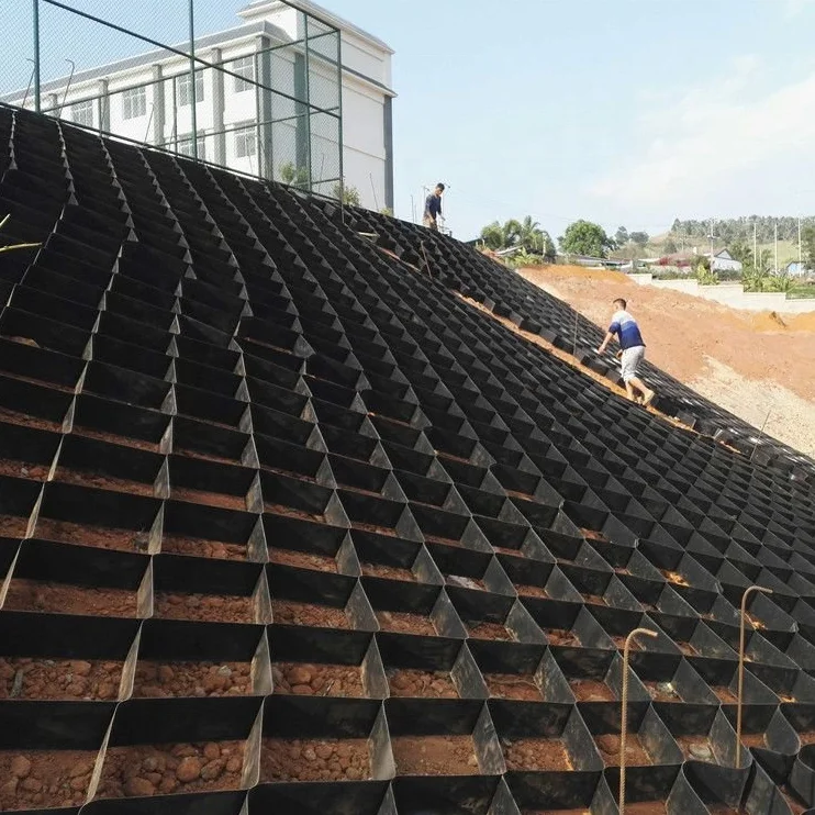Wholesale plastic HDPE geocell for road construction black ground grid Geo cell for slope protection