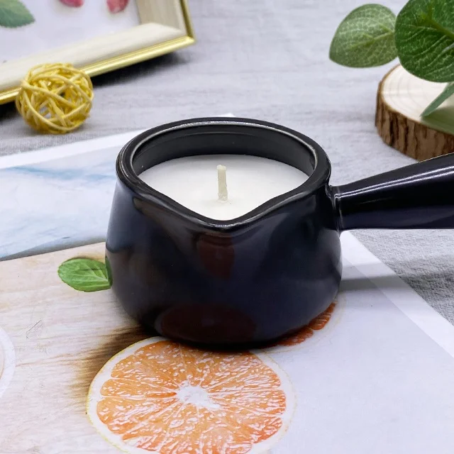 LTC21 Hot Sale Private Label Soy Wax Coconut Ceramic Jar With Spout Massage Body Aromatherapy Scented Candles