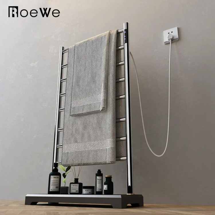 freestanding stainless intelligent towel rack electrothermal towel rail with shelf electric towel warmer rack