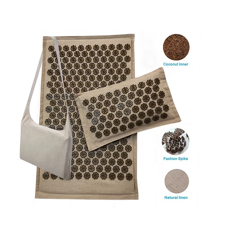 
Natural Linen Coconut Shakti Massage Acupressure Mat And Pillow Set 