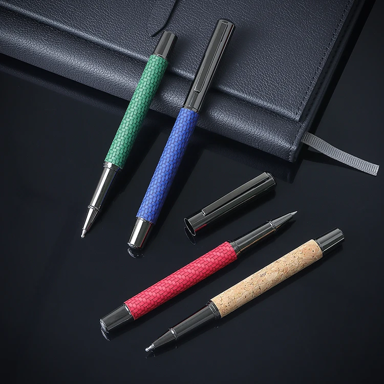 New arrival metal ball point pen customised pens  pu leather roller pen with laser engraved logo