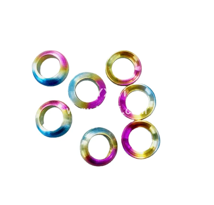 Customized CNC Rainbow  Titanium Convex And Concave Washers