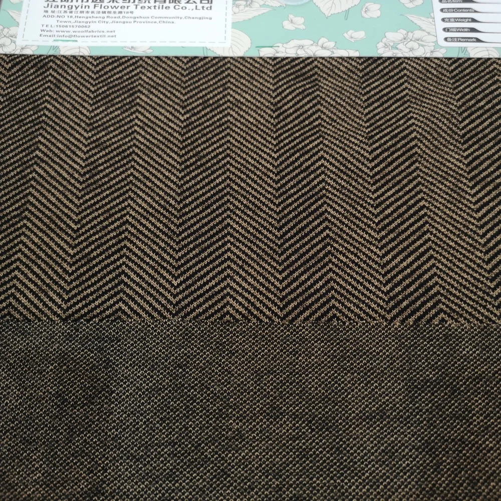 
Wholesale High Quality New Herringbone Design Knitted Jacquard Wool Polyester Blend Fabric 