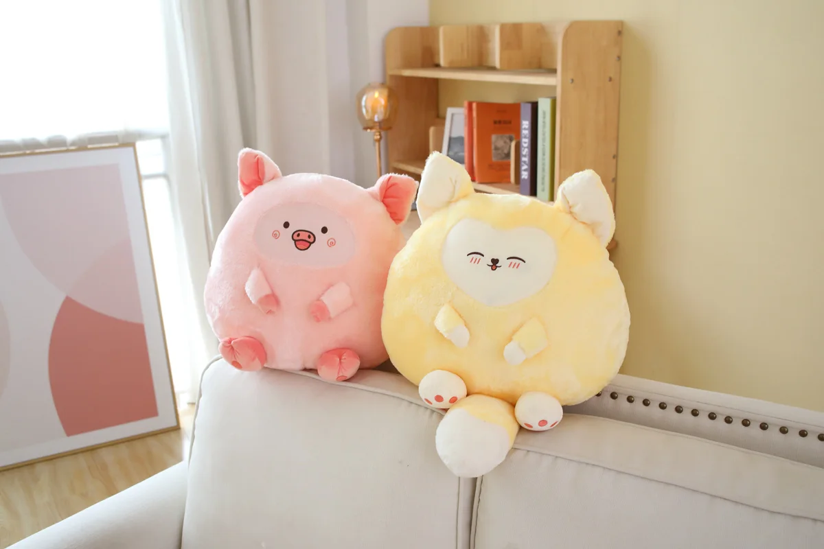 New Design Stuffed Animal Plush Toy Cute Animal Doll Rabbit Fox Soft Animal Shape Throw Pillow