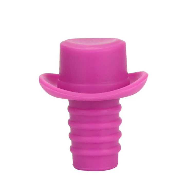 Hat shaped custom small silicone rubber wine bottle champagne stopper