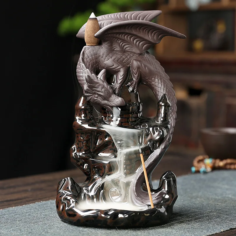 Hot sale dragon incense burner ceramic backflow incense burner creative waterfall incense table