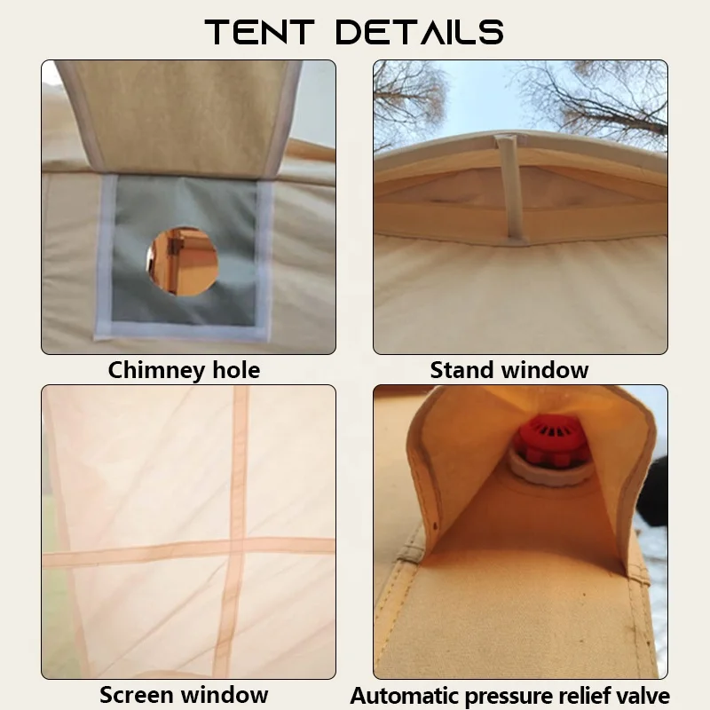 6.3m2 Inflatable Camping Tent, Glamping Tents with Electric Air Pump LED and 12V DC Car& Type-C Connector for inflatable Tent