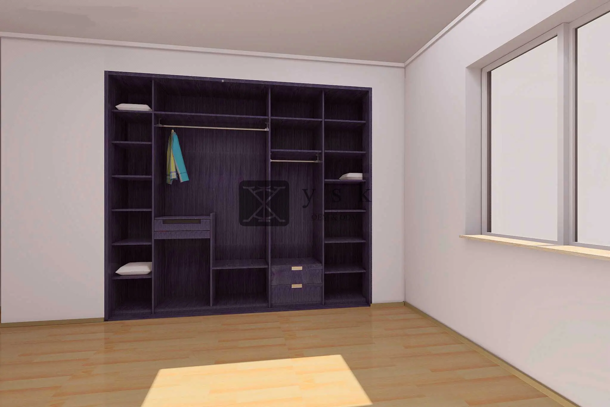 WD-003 Solid Wood Sliding Door Wardrobe For High End Hotel