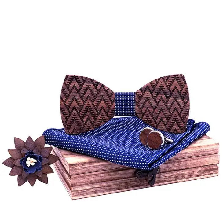 Handmade wooden bow tie men and women formal wedding bow wooden box set