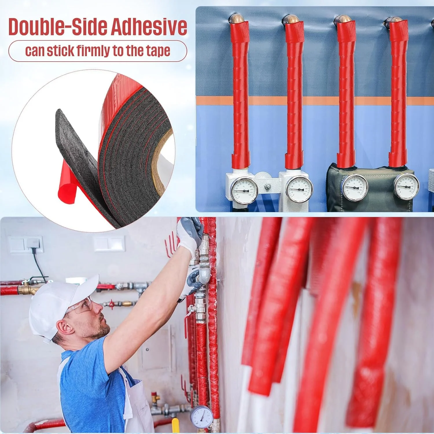Pipe Insulation Tape Adhesive Insulation Foam Pipe Heat Tape for Outdoor Winter Water Line Heat Preservation
