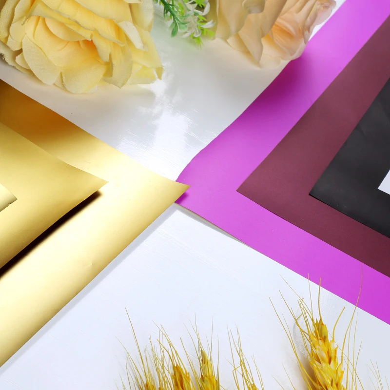 
Flower Wrapping Paper Florist Bi-Color Golden Waterproof Plastic Wrapper Korean Solid Color 