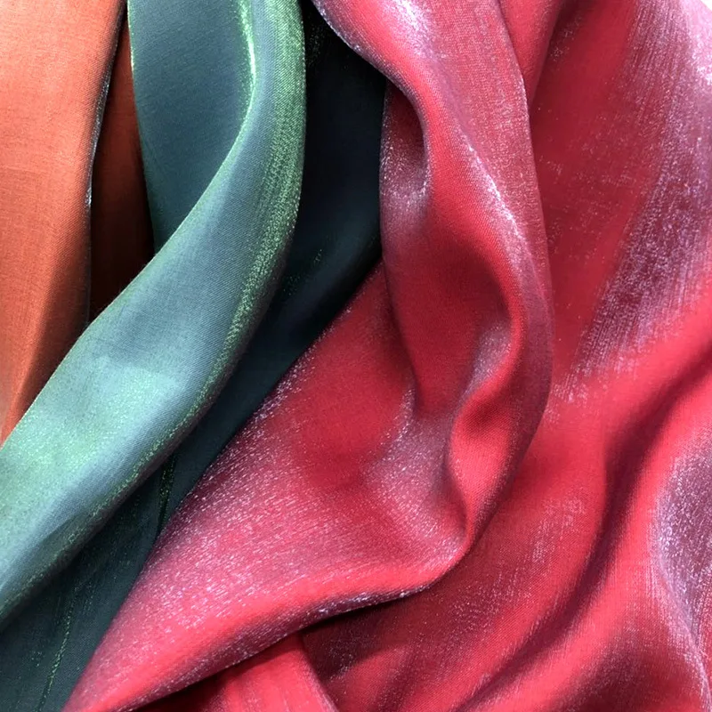 High Quality Soft Polyester Rayon shiny Silky Shiny Glazed Mercerized Bright Glass Silk Shine soft designer fabrics for Garments