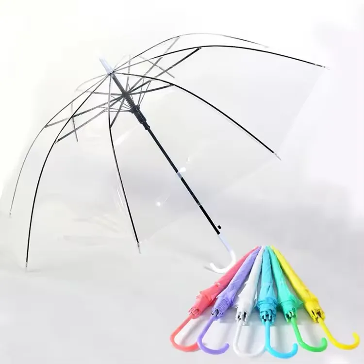 PVC Umbrella Pure Color Straight Umbrellas Wedding Party Street Decorations Umbrella