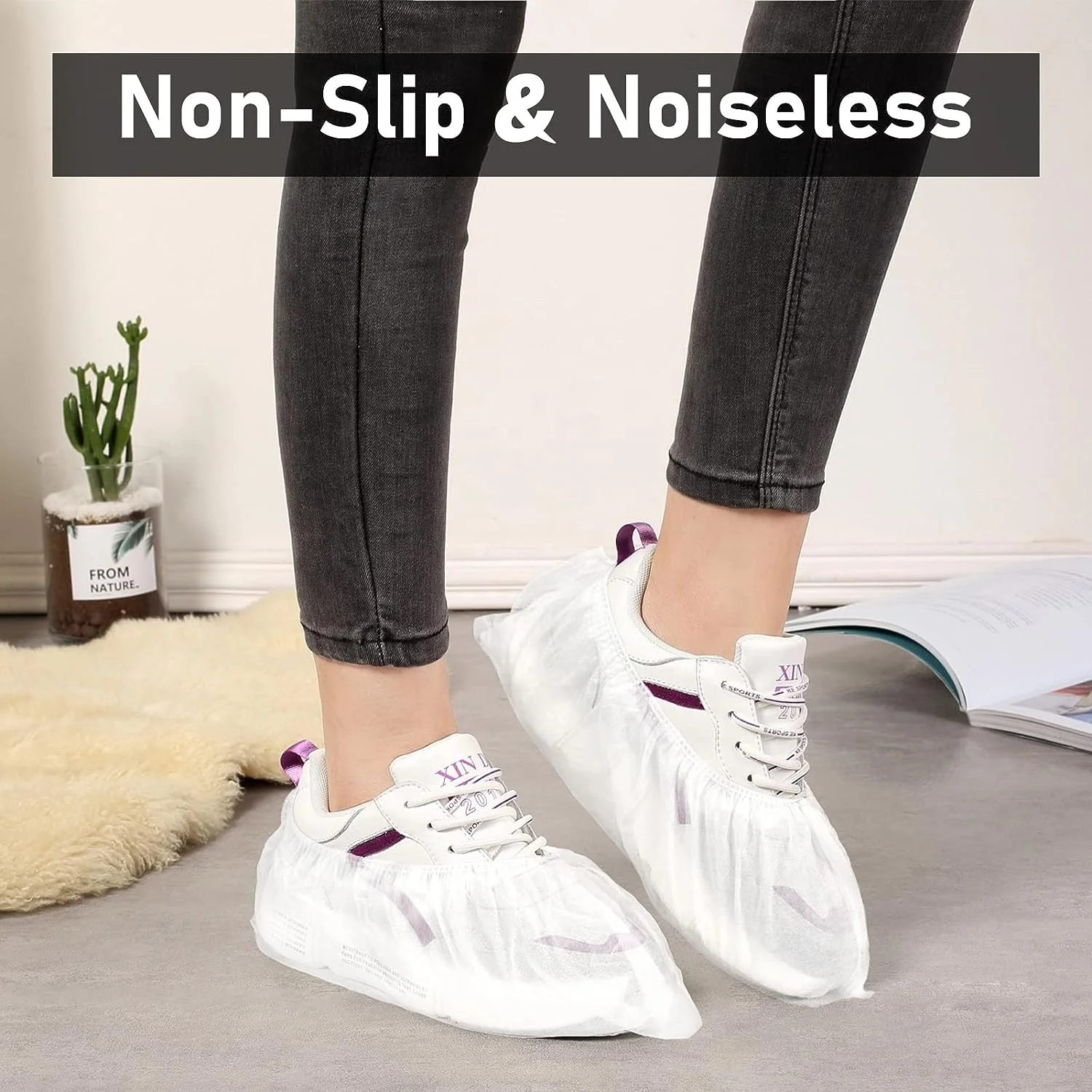 Disposable Shoe Cover PP PE White Resistant Boot Covers Non Slip Shoe Booties 70g