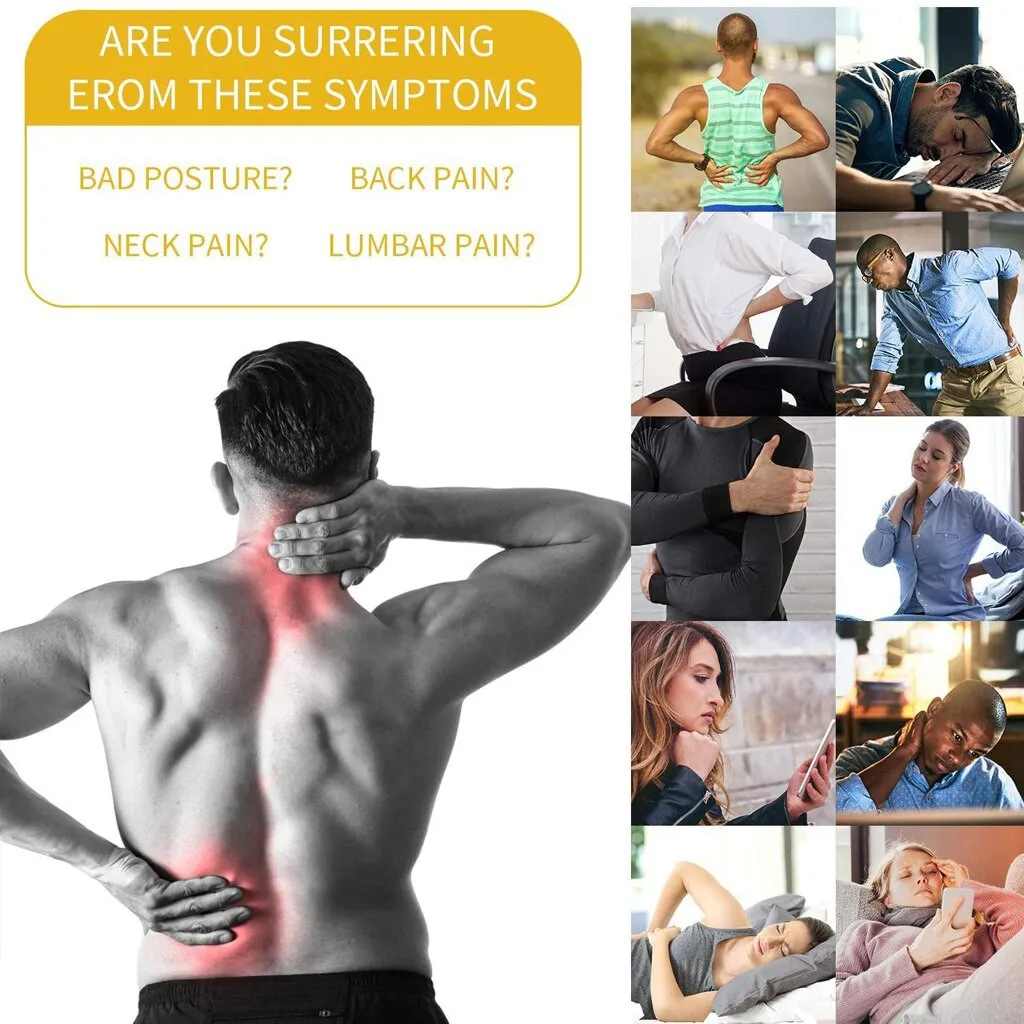 WOSWEIR Adjustable Gym Fitness Back Brace Men Women Neck Support Posture Corrector with Shoulder Protector Belt Back Care Strap