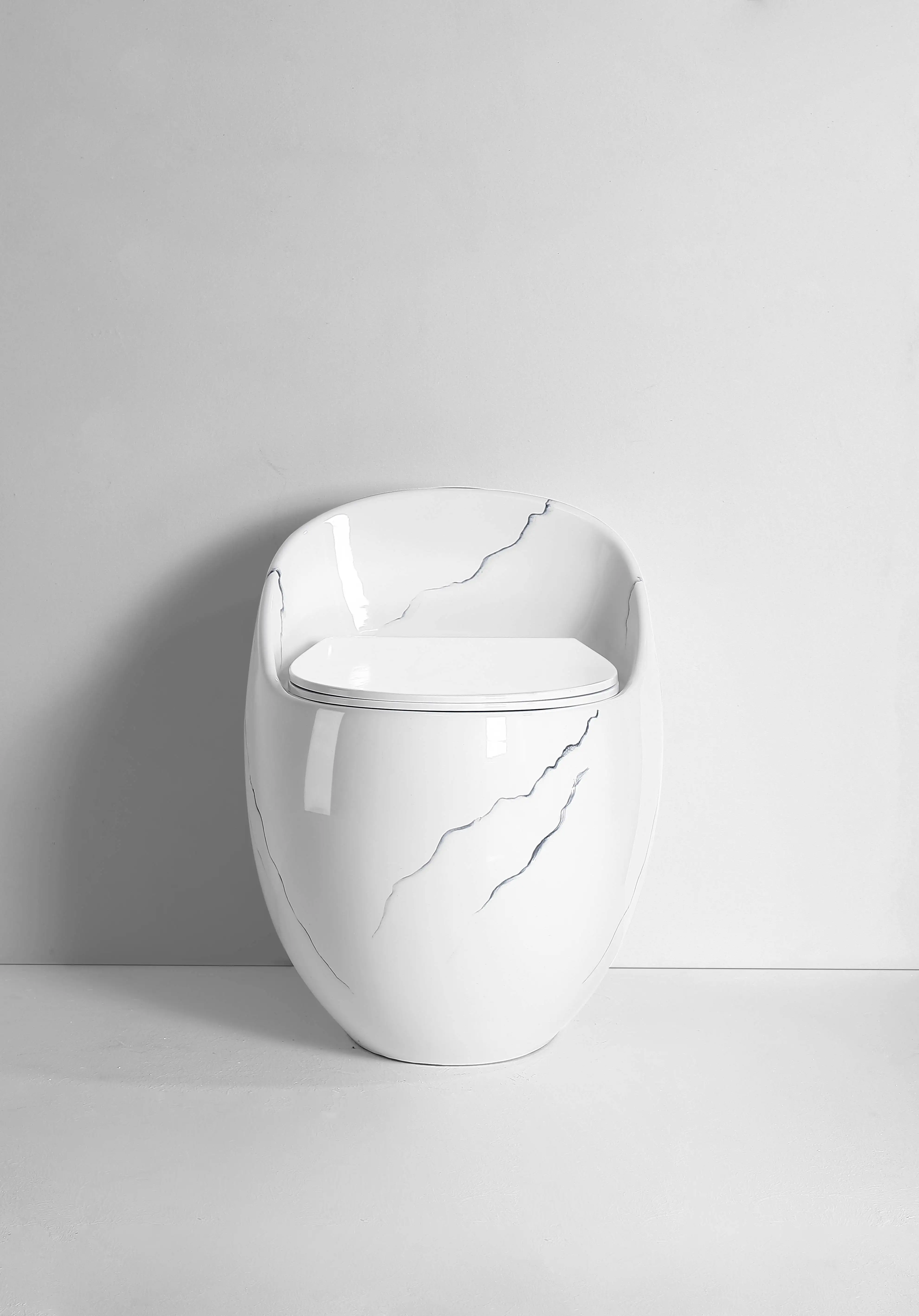 SAMIYAH Marble Egg shape wc round floor mounted toilet s trap commode bathroom  ceramic siphonic one piece toilet bowl